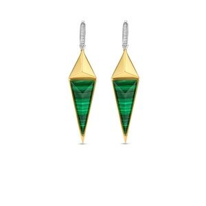 Ti Sento - Milano Elegant Gold and Green Drop Earrings 7900MA